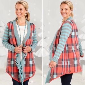 Matilda Jane Plaid Cardigan Sweater with Fridge Detailing
